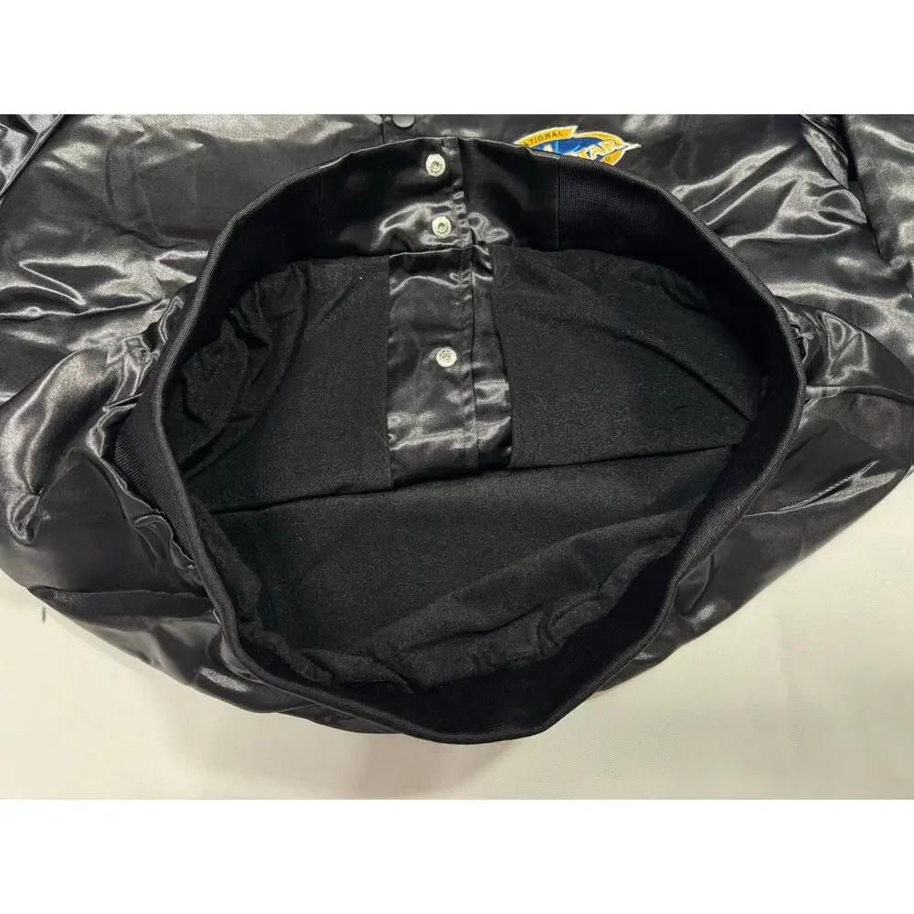 International UCA All Star Championship Black Satin Varsity Jacket Size Small